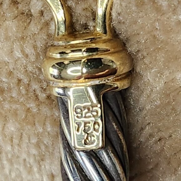 David Yurman Sterling Silver & 18K Yellow Buckle Bangle Bracelet - Picture 4 of 7